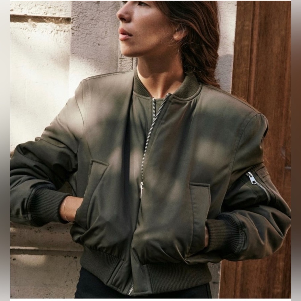 Zara Olive Bomber Jacket